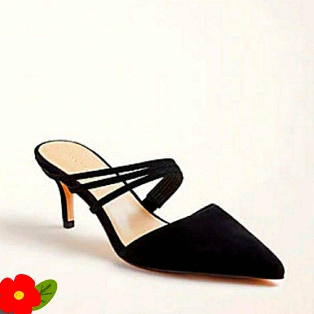ANN TAYLOR AMABELLA BLACK SUEDE HEEL SHOE - NEW - SIZE 9.5